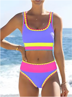 Electric Tide – Scalloped Edge 3-Piece Bikini Skirt Set