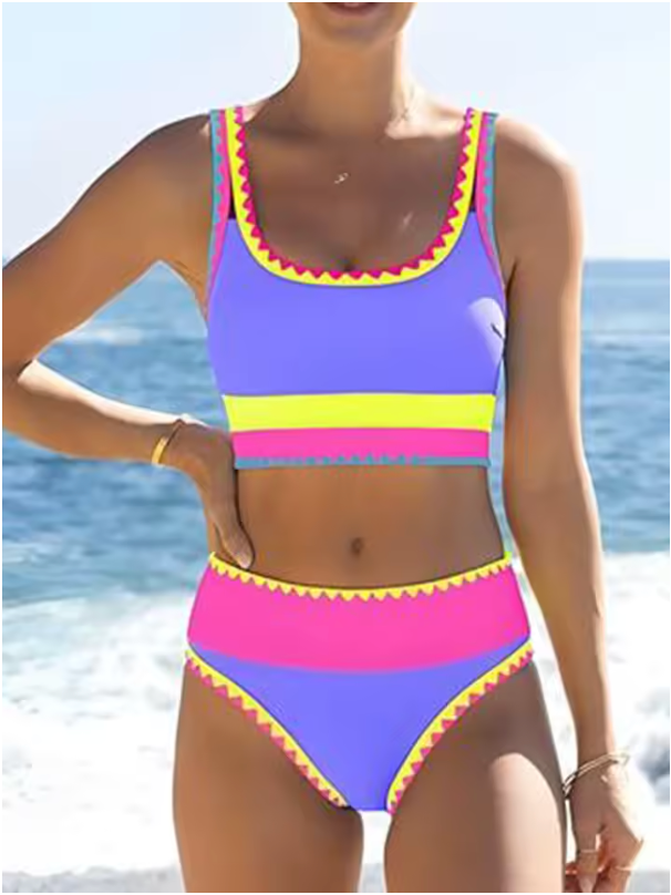 Electric Tide – Scalloped Edge 3-Piece Bikini Skirt Set