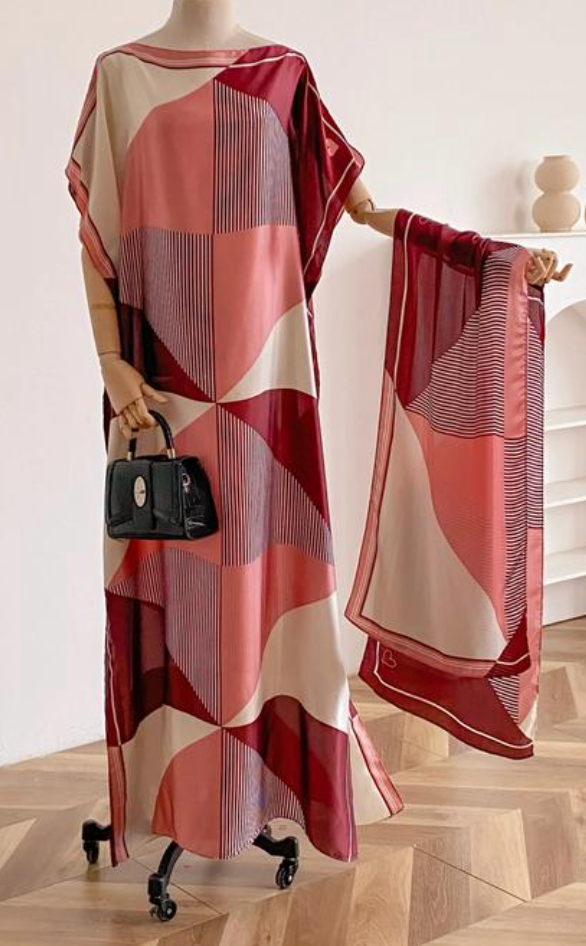 Desert Aura – Luxe Flow Maxi Kaftan Dress
