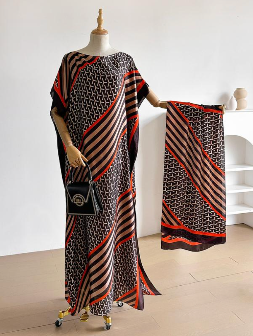 Desert Aura – Luxe Flow Maxi Kaftan Dress