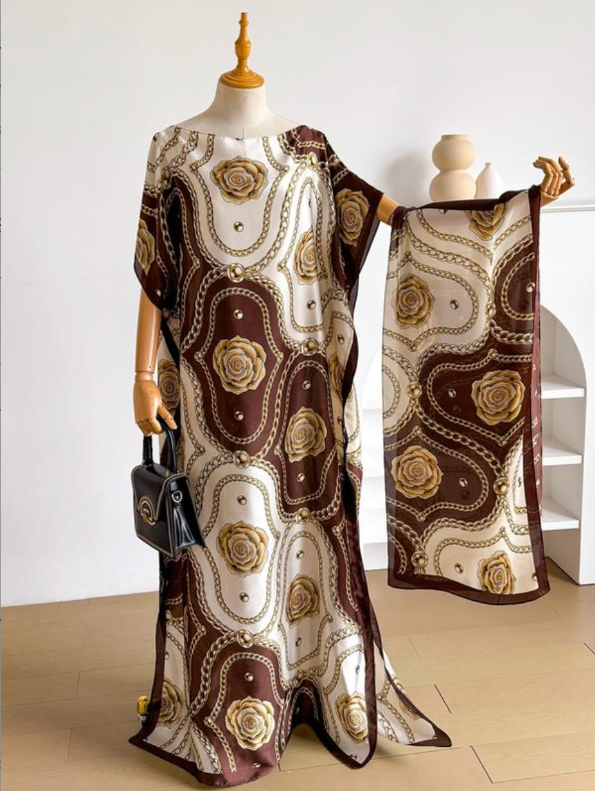 Desert Aura – Luxe Flow Maxi Kaftan Dress