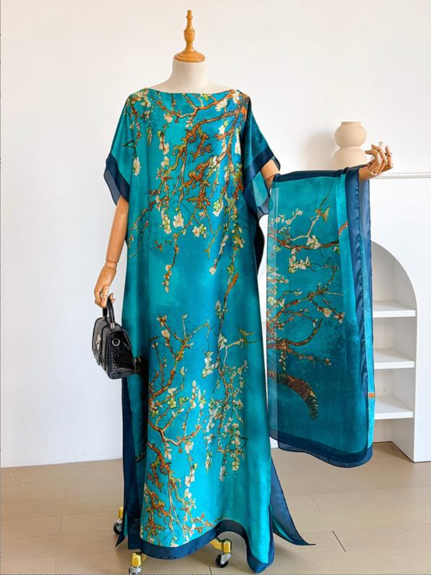 Desert Aura – Luxe Flow Maxi Kaftan Dress