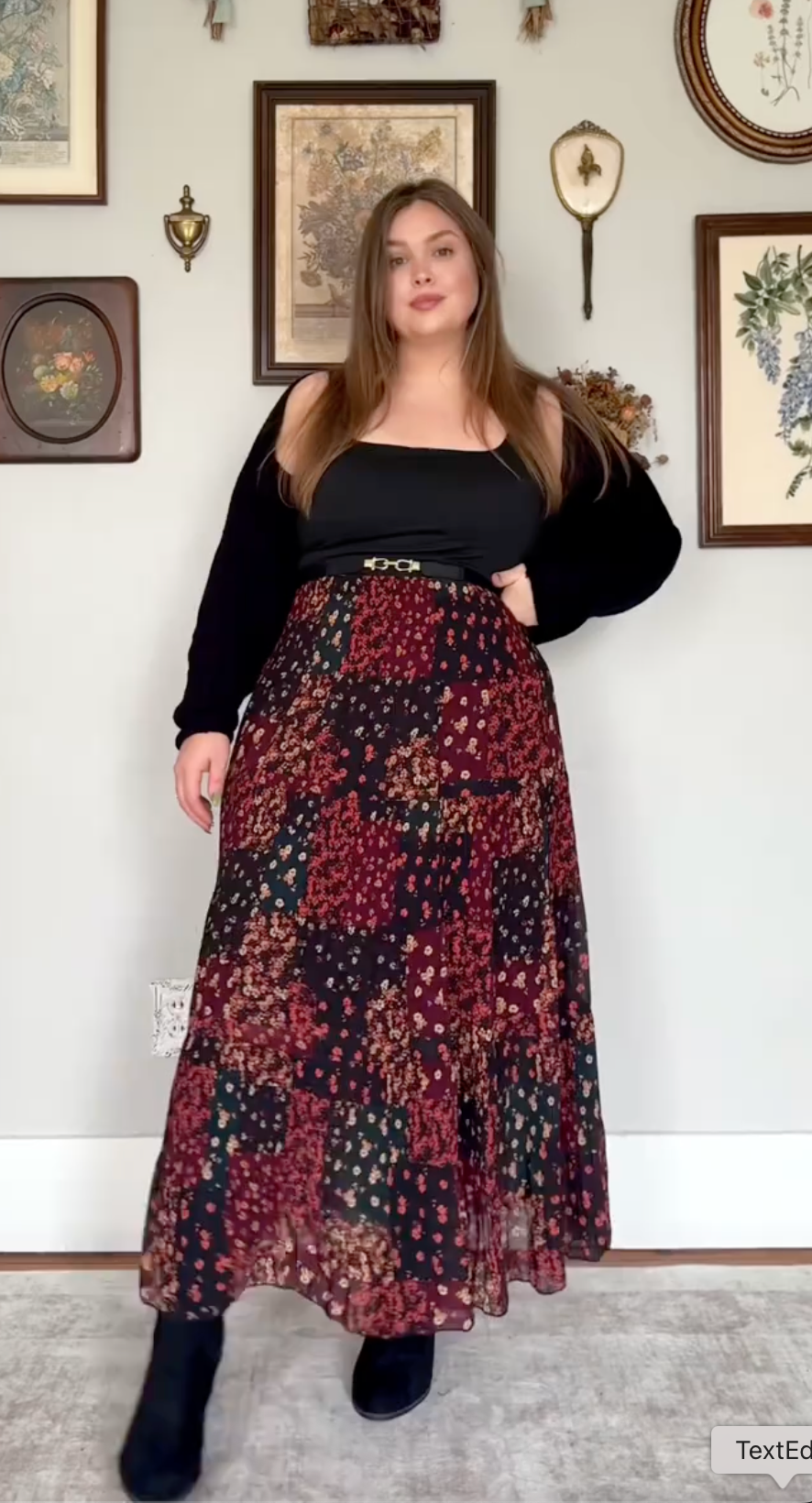 Golden Meadow – Flowing Pleated Maxi Skirt