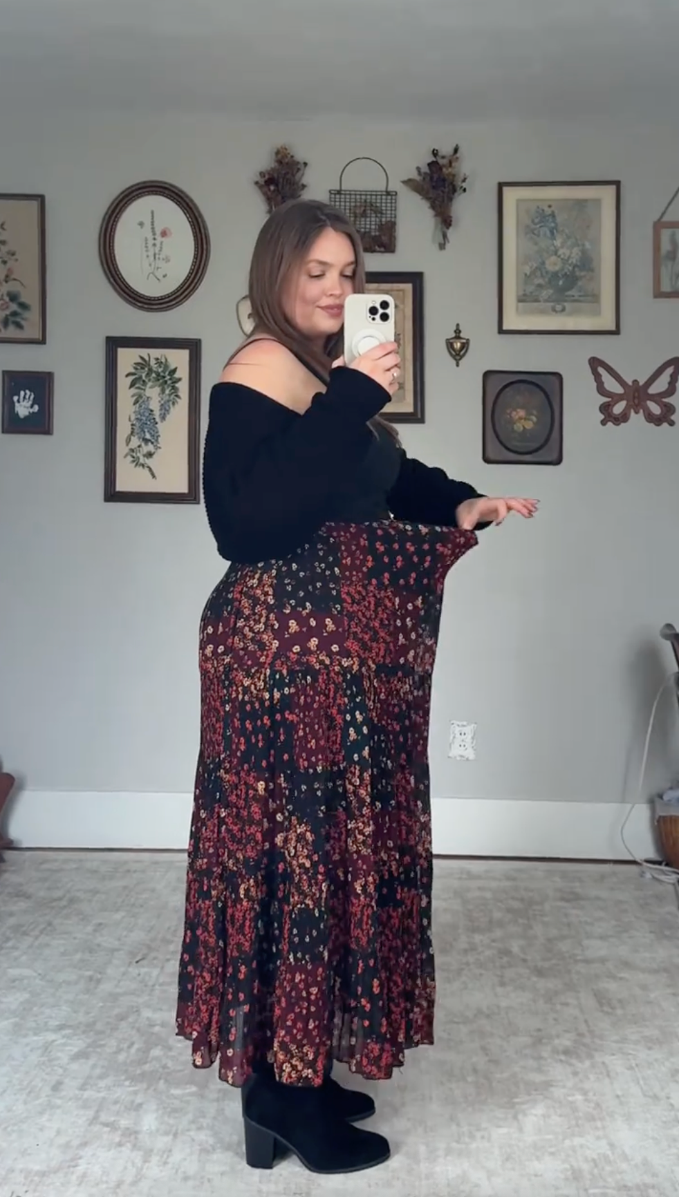 Golden Meadow – Flowing Pleated Maxi Skirt