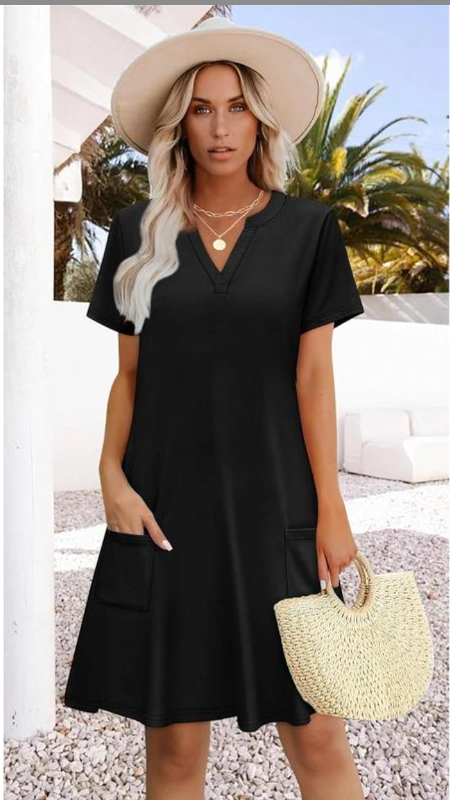 Seaside Porcelain – Printed V-Neck Mini Dress