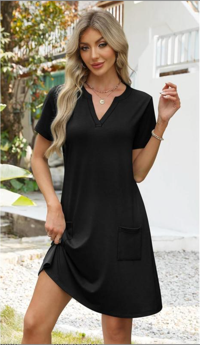 Seaside Porcelain – Printed V-Neck Mini Dress