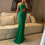 Azure Escape – Strapless Cut-Out Maxi Dress