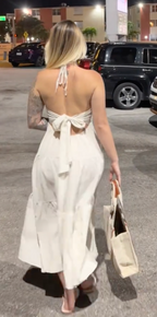 Ivory Drift – Halter Flow Maxi Dress