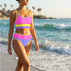 Electric Tide – Scalloped Edge 3-Piece Bikini Skirt Set