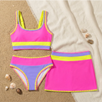 Electric Tide – Scalloped Edge 3-Piece Bikini Skirt Set