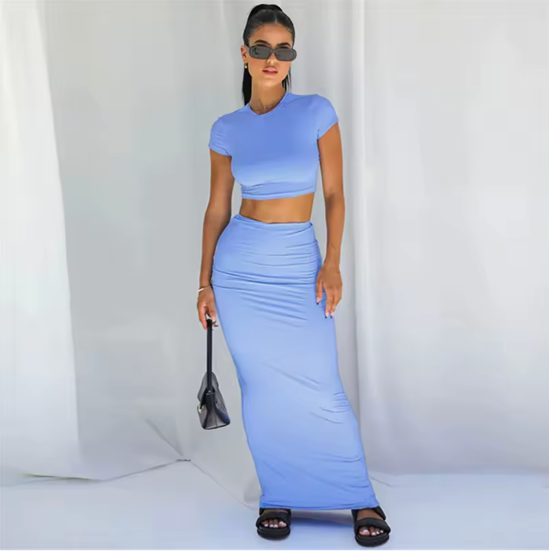 Clean Slate – Sculpt Crop Top & Midi Skirt Set