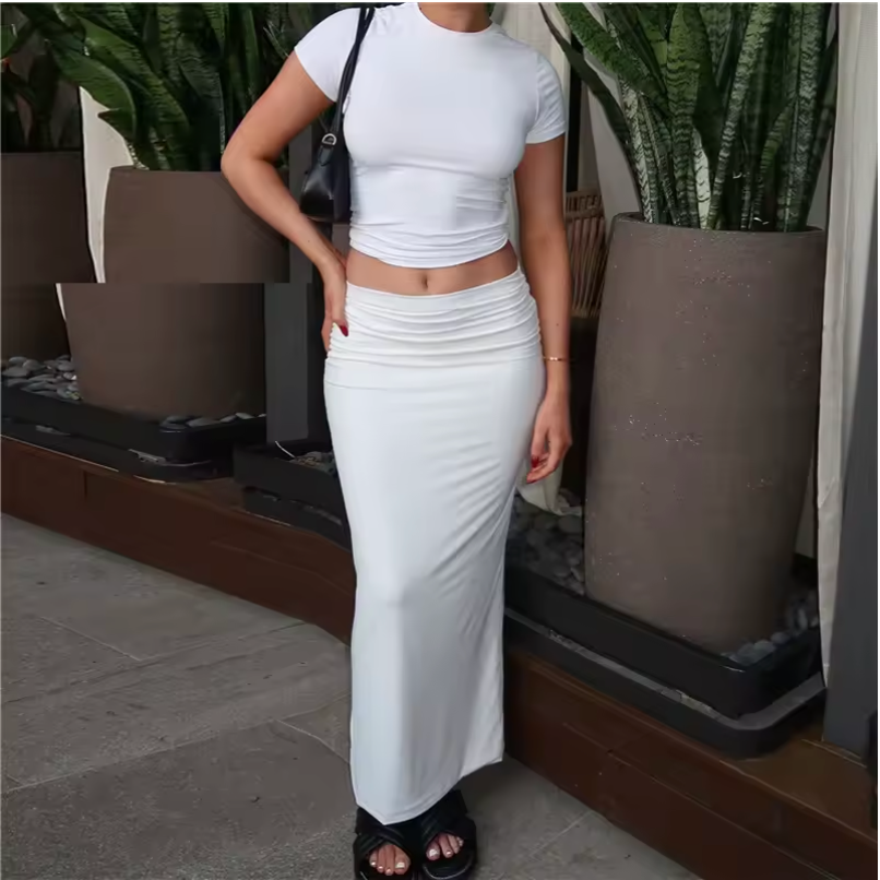 Clean Slate – Sculpt Crop Top & Midi Skirt Set