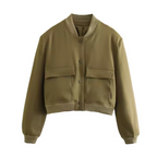 Alabaster Mode – Slim Cropped Pocket Bomber Jacket