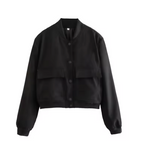 Alabaster Mode – Slim Cropped Pocket Bomber Jacket
