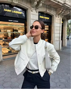 Alabaster Mode – Slim Cropped Pocket Bomber Jacket