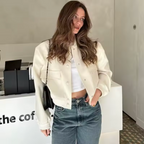 Alabaster Mode – Slim Cropped Pocket Bomber Jacket