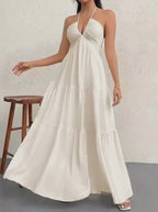 Ivory Drift – Halter Flow Maxi Dress
