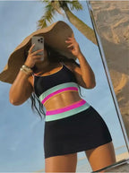 Electric Tide – Scalloped Edge 3-Piece Bikini Skirt Set