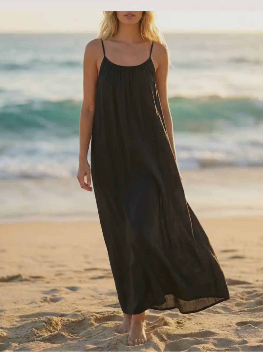 Driftwood Ease – Backless Relaxed Maxi Sundress